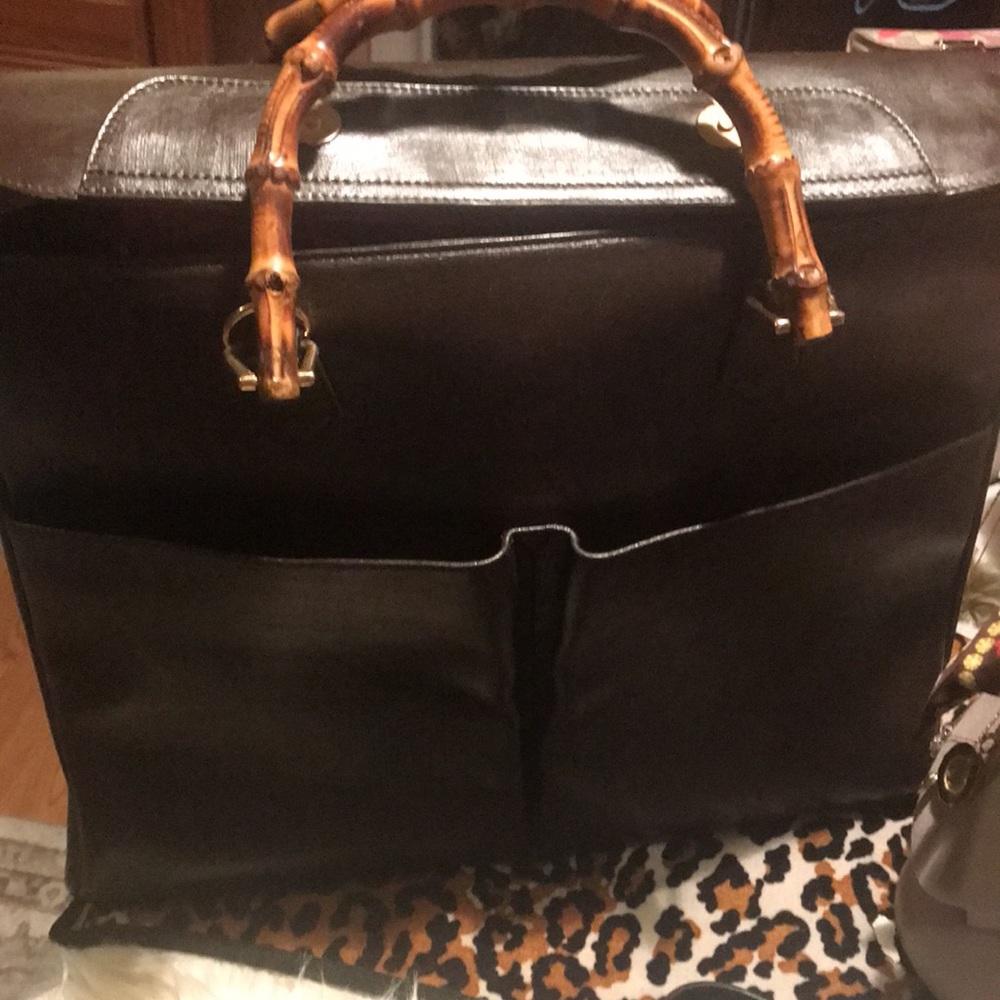 Auth Gucci bamboo tote 2 way